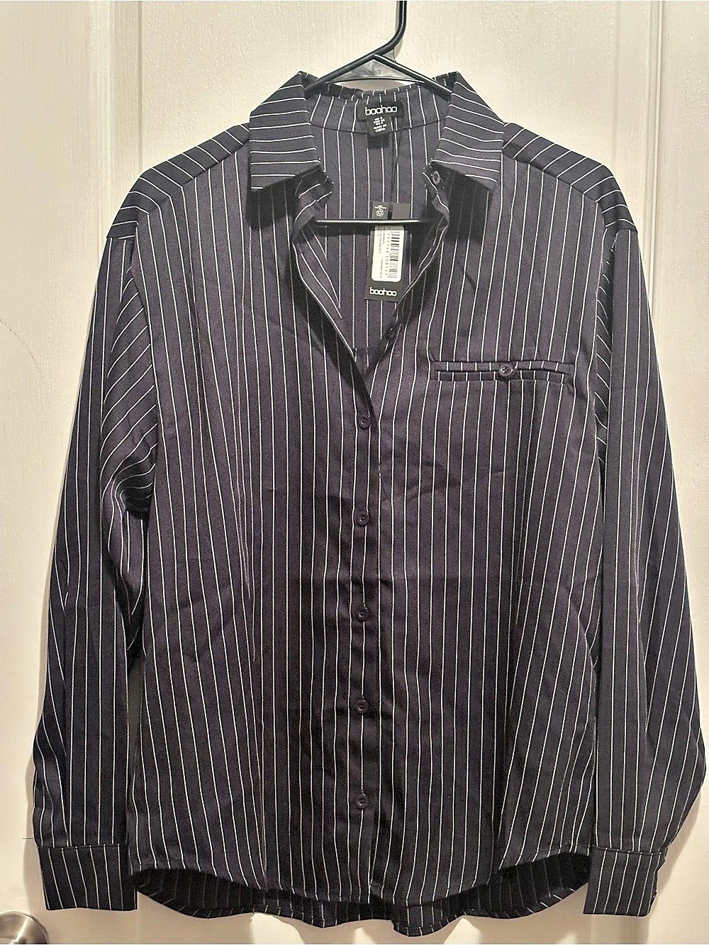 ASOS Women's Striped Button Down Shirt in Black & White Like New